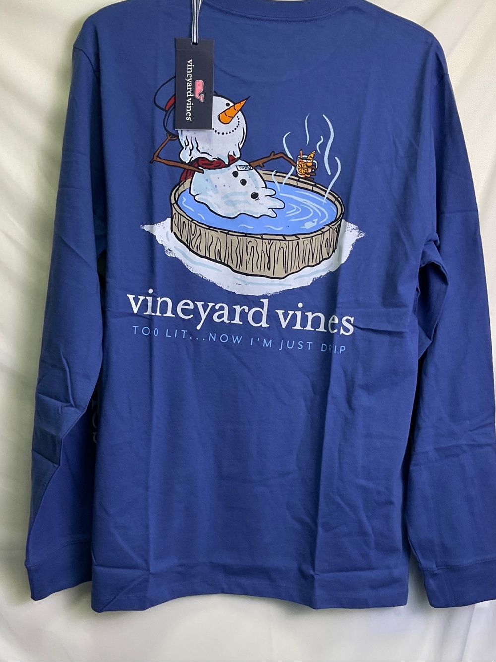Vineyard Vines “Hot Toddy Snowman“ Pocket Long Sleeve Tee - Moonshine